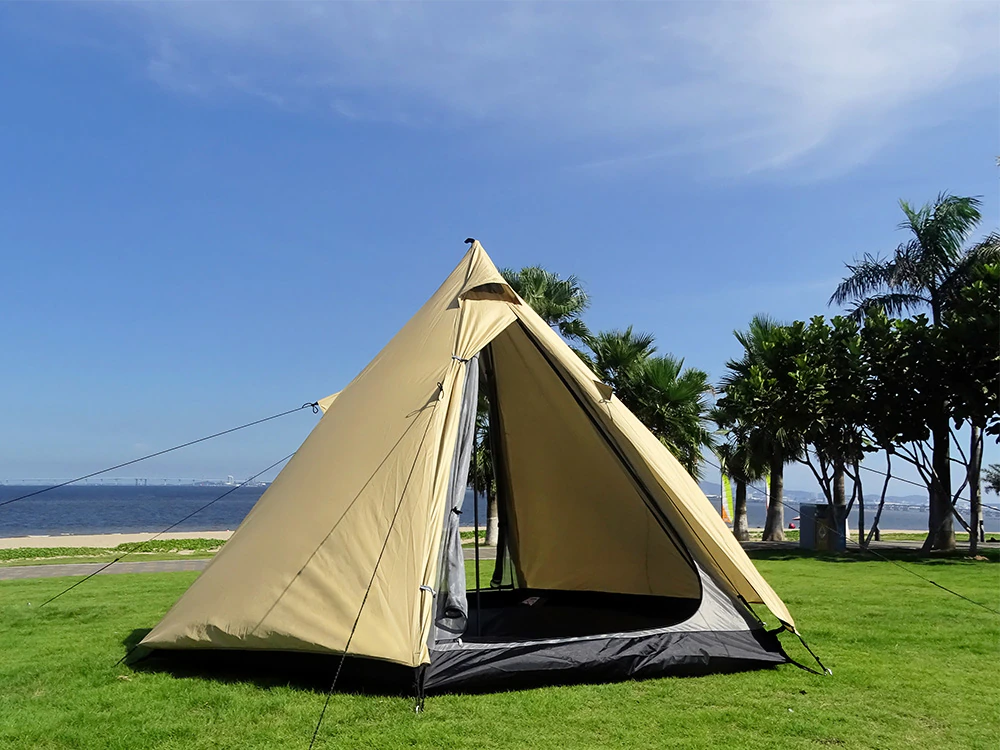 Cheap Goat Tents Ultralight Pyramid 4 Person Camping Tent Travel Family Tourist 4x Double Layer Outdoor Hiking Large Teepee Backpacking tents   